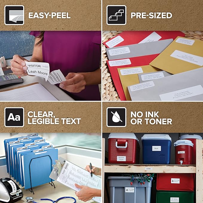 DYMO LW Durable Industrial Labels for LabelWriter Label Printers, White Poly, 1” x 1”, 2 Rolls of 850 (1700 Total)