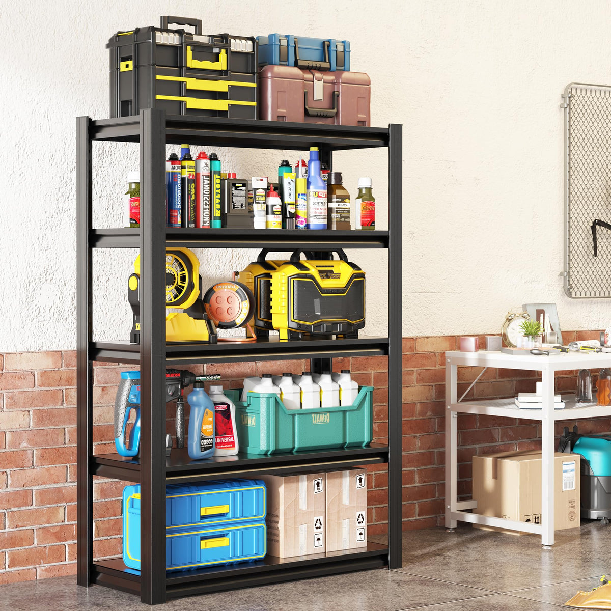 mysteeldepot Heavy Duty Garage Shelving, Metal Storage Shelves, 5 Tier Adjustable Storage Shelves, Metel Shelving, Industrial Utility Rack for Garage, Warehouse, Workshop, 72" H×35" W×16" D