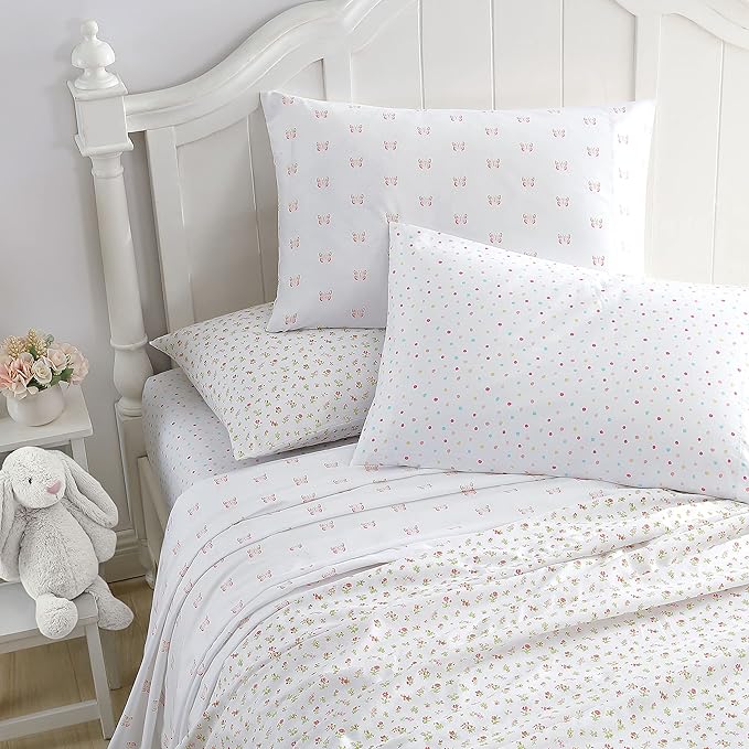 Laura Ashley Kids - Full Sheets, Soft Wrinkle-Resistant Toddler Bedding Set, Fun & Whimsical Bedroom Decor, Ideal Girl Room Essentials (Confetti Pink, Full)