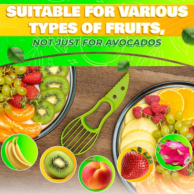 Avocado Slicer Tool 3 in 1, Peeler & Pit Remover, Durable Plastic