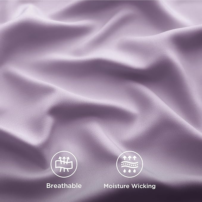 Bedsure King Size Sheets Set, Cooling Sheets for Hot Sleepers, Rayon Derived from Bamboo, Breathable & Soft, Deep Pocket Up to 16 Inches, Hotel Luxury Silky Bedding, Lilac