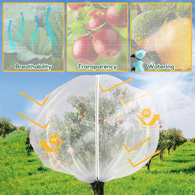 2PCS 7.8 x 7.8ft Large Fruit Tree Netting Cover