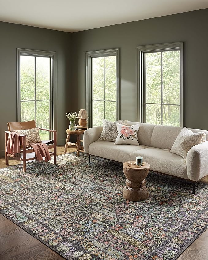 Loloi Rifle Paper Co. Maison Collection MAO-07 Charcoal 2'-6" x 7'-6", .19" Pile Height, Runner Rug