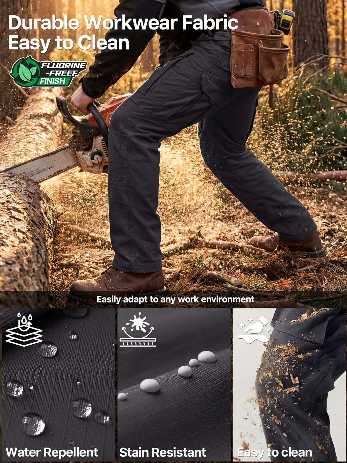 FREE SOLDIER Men's Cargo Pants,Tactical Pants for Men Stretch,Durable Ripstop EDC Work Pants for Hiking (Black 34Wx30L)