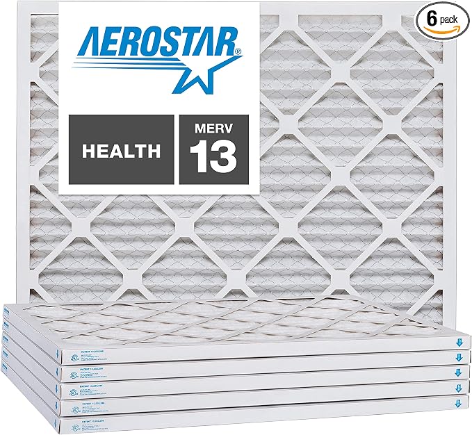 Aerostar 6x12x1 MERV 13, Pleated Air Filter, Box of 6, Made in the USA