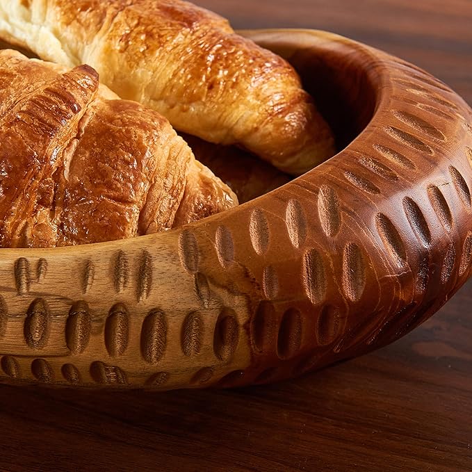 Teak Handcrafted Wooden Bowls Natural Wood Utility Bowl 11.8" X7.9" Handmade Rustic Serving Platter Fruit Snack Holder for Entry Table Vintage Artworks Dining Room Home Décor