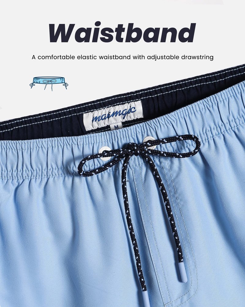 maamgic Mens Swim Trunks Quick Dry Swim Shorts with Mesh Lining Funny Swimwear Bathing Suits 7inch Solid Lake Blue X-Small