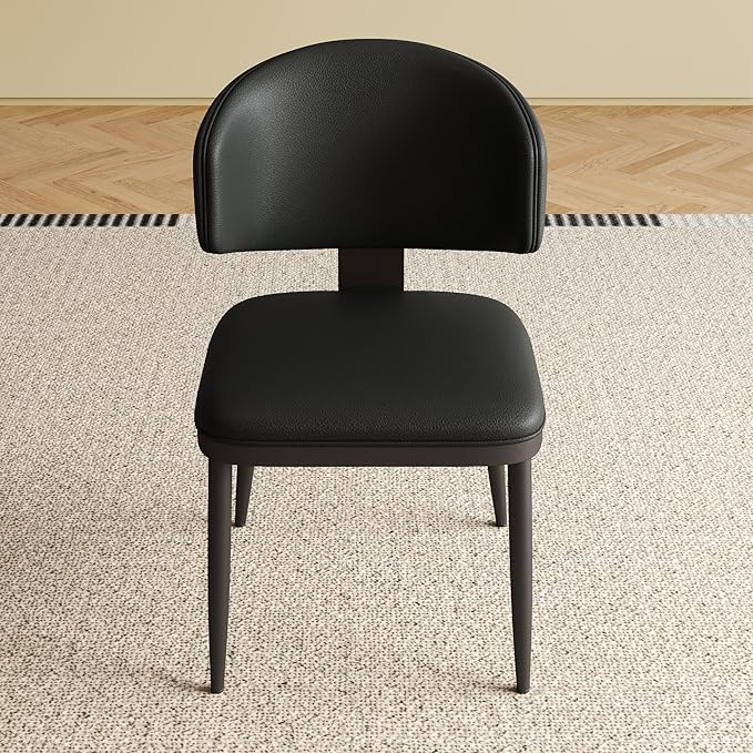 Dining Chairs Set of 2, Modern Faux Leather Dining Metal Legs for Living Kitchen Dining Room
