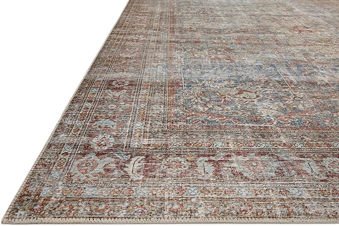 Loloi Chris Loves Julia Jules Collection JUL-05 Lagoon/Brick 7'-6'' x 9'-6'', .13" Pile Height, Area Rug