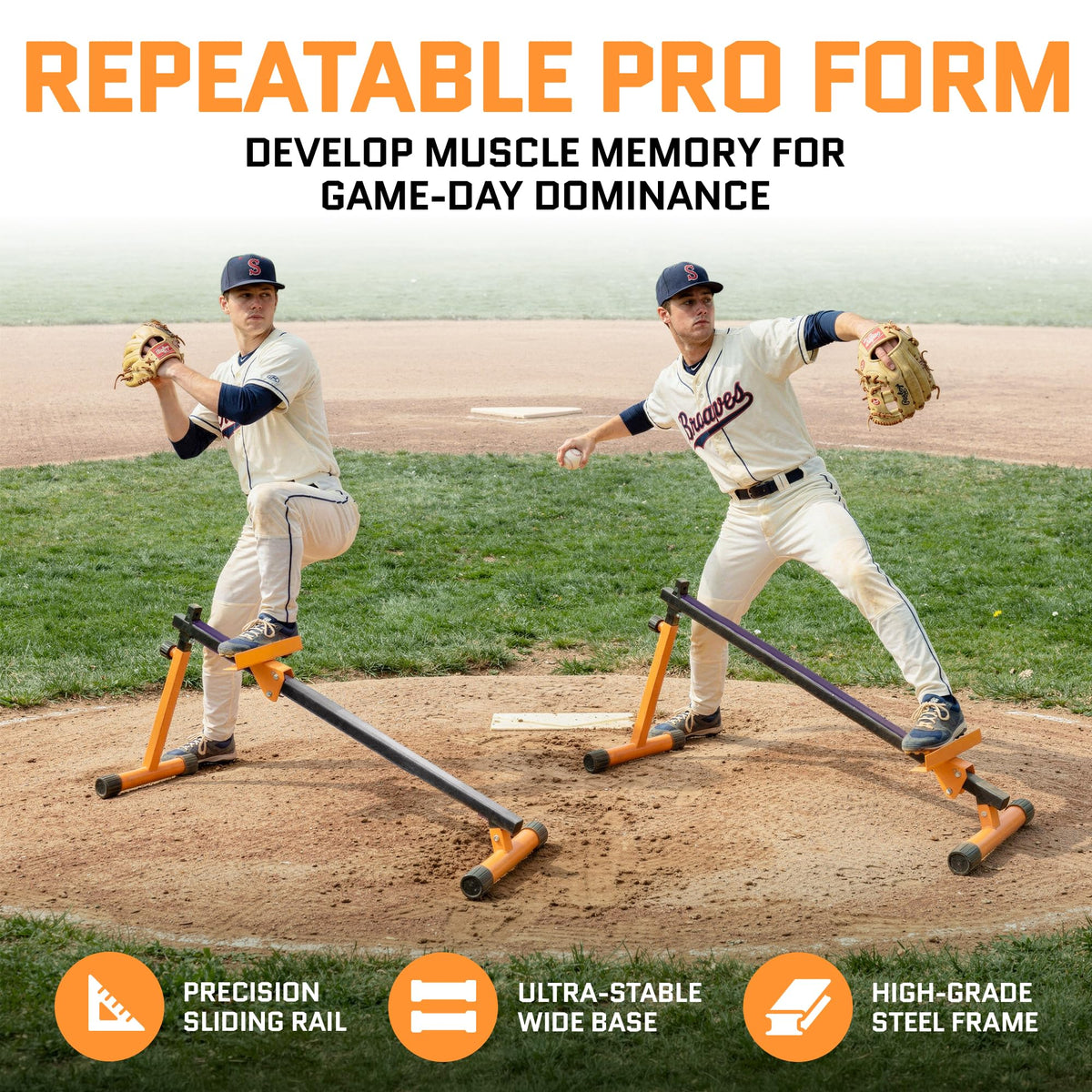 ACELETIQS Baseball Pitching Lead Leg Trainer – Adjustable Stride & Resistance Trainer for Pitchers – Improve Power, Balance & Mechanics – Heavy-Duty Steel Pitching Training Aid