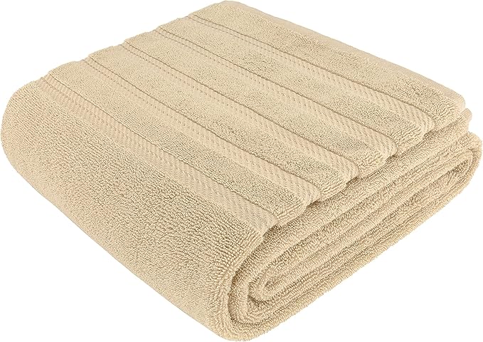 American Soft Linen 35x70 Jumbo Large Bath Towels, 600 GSM 100% Cotton Turkish Bath Sheet, Oversized Luxury Bath Towels for Bathroom Beach and Pool, Beige