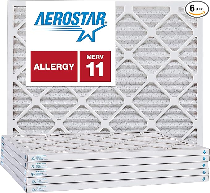 Aerostar 24x28x1 MERV 11, Pleated Air Filter, Box of 6, Made in the USA