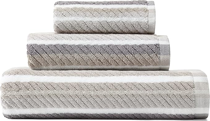 Tommy Bahama - Bath Towels Set, Highly Absorbent Cotton Bathroom Decor, Fade Resistant (Ocean Bay Grey, 3 Piece)