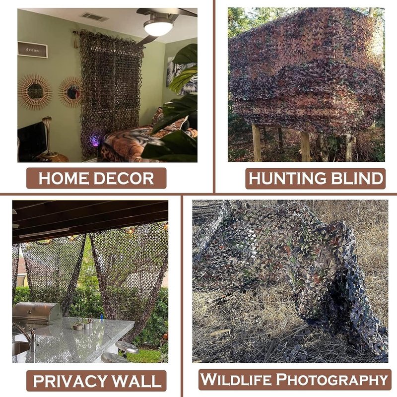 Yeacool Camo Netting Mesh Camouflage Netting Military Surplus Hunting Blind Net for Camping Military Theme Party Decor Backdrop Sunshade Car Cover Shooting (Camo Bionic Leaves,19.7ftx19.7ft, 6m*6m)