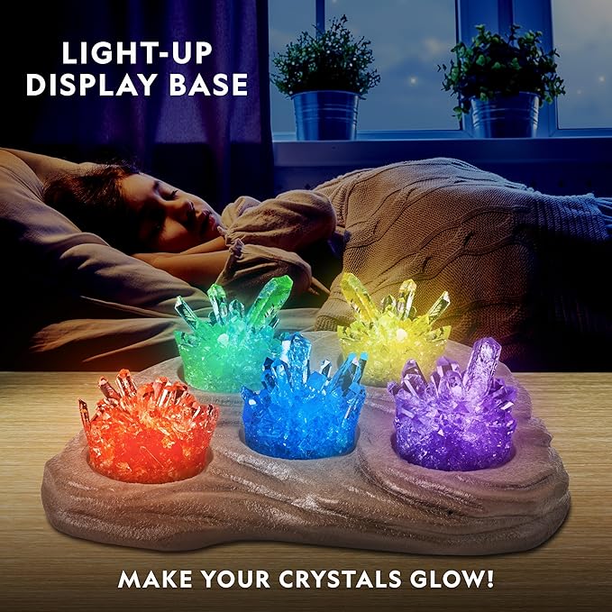 National Geographic Mega Crystal Growing Kit for Kids- Grow 6 Crystals with Light-Up Stand, Science Gifts for Kids 8-12, Crystal Making Experiment, Science Kit for Girls and Boys (Amazon Exclusive)