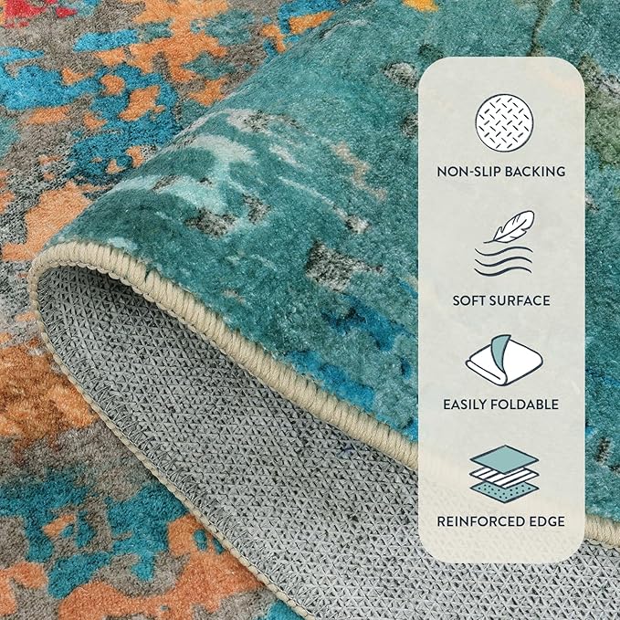 Lahome Modern Abstract Area Rugs 5x7, Large Washable Rugs for Living Room Bedroom Non Slip, Colorful Indoor Floor Carpet for Dining Room Apartment Dorm Kids Nursery Home Decor