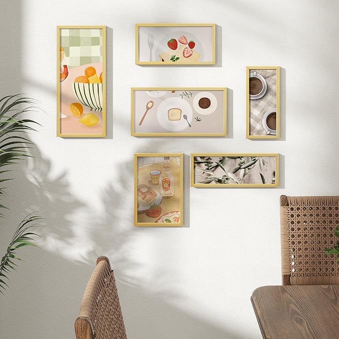 4x11 Metal Frame - Gold Aluminum Photo Frames-Real Real Glass,Tabletop Display,Mounting Horizontally or Vertically Decor for Wall Gallery Poster 11x4 Photo Frames, Gold