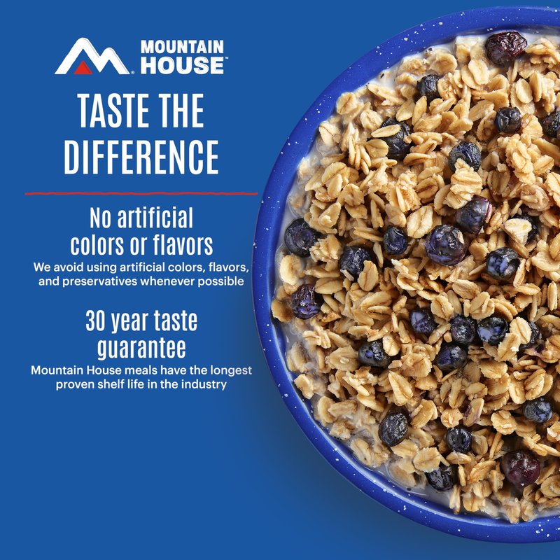 Mountain House Granola with Milk & Blueberries | Freeze-Dried Food for Camping, 4 Servings, 30-Year Shelf-Life, 2-Pack