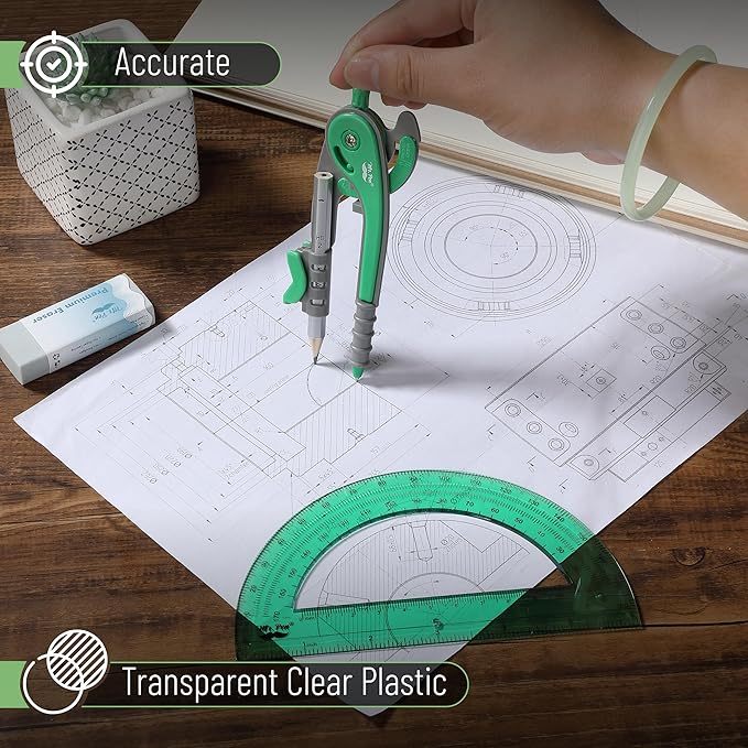 Mr. Pen- Compass and Protractor Set, Math Compass for Geometry and Drawing