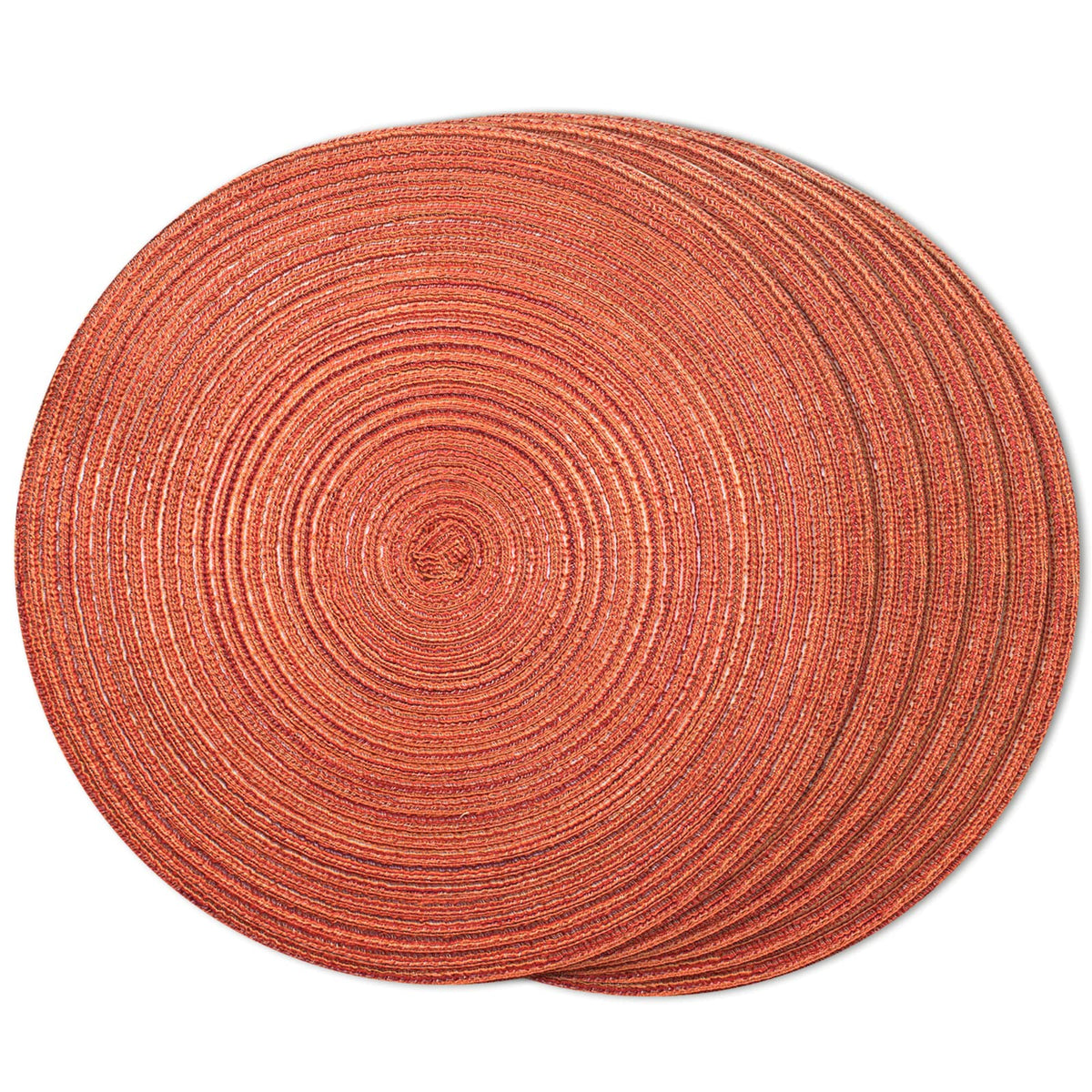 FunWheat Round Braided Placemats Set of 4 Place mats for Dining Tables Woven Heat Resistant Table Mats 15 inch (Wine,4pcs)