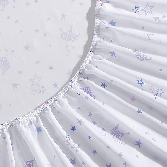 Laura Ashley Kids - Queen Sheet Set, Soft & Wrinkle-Resistant Toddler Bedding Set, Ideal Girl Room Essentials, Bed Sheets with Matching Pillowcases (Dancing Stars Purple)