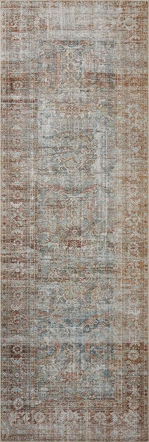 Loloi Chris Loves Julia Jules Collection JUL-05 Lagoon/Brick 7'-6'' x 9'-6'', .13" Pile Height, Area Rug