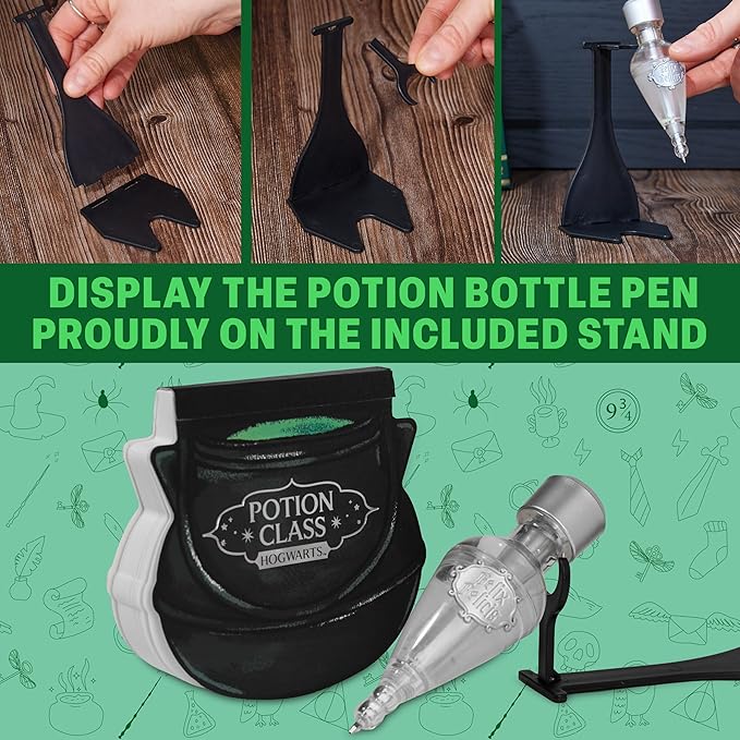 Harry Potter Potion Pen Set with Glow in The Dark Ink & Cauldron Notebook, Cool Stationery Kit & Supplies, Hogwarts Gift Sets, Gifts for Kids, Adults (Black Cauldron)