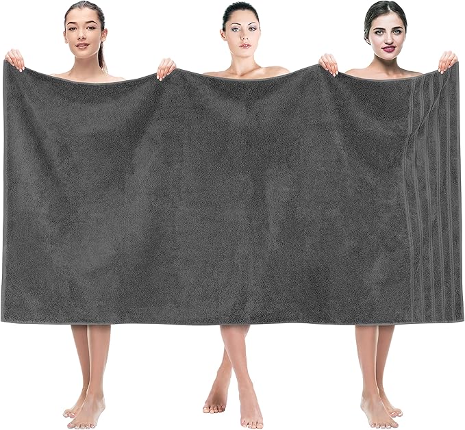 American Soft Linen 35x70 Jumbo Large Bath Towels, 600 GSM 100% Cotton Turkish Bath Sheet, Oversized Luxury Bath Towels for Bathroom Beach and Pool, Dark Gray