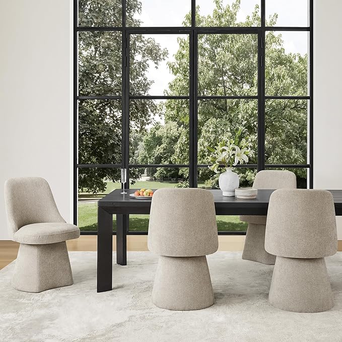 Swivel Dining Chairs Set of 1, Upholstered Mid Century Modern Deskchair with High Back, Linen Fabric Kitchen Chairs for Dining Room, Bedroom, Dressing Room, Khaki