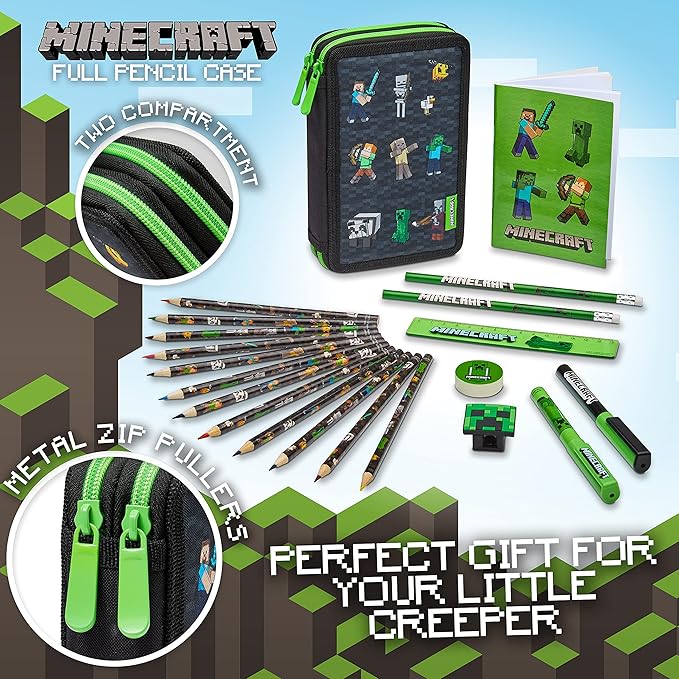 Minecraft Kids Pencil Case Stationery Pens Colored Pencils Notebook School Supplies Gamer Gifts for Boys