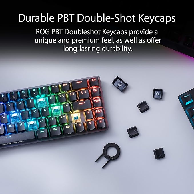 ASUS ROG Falchion NX 65% Wireless RGB Gaming Mechanical Keyboard | ROG NX Brown Tactile Switches, PBT Doubleshot Keycaps, Wired / 2.4G Hz, Touch Panel, Keyboard Cover Case, Macro Support