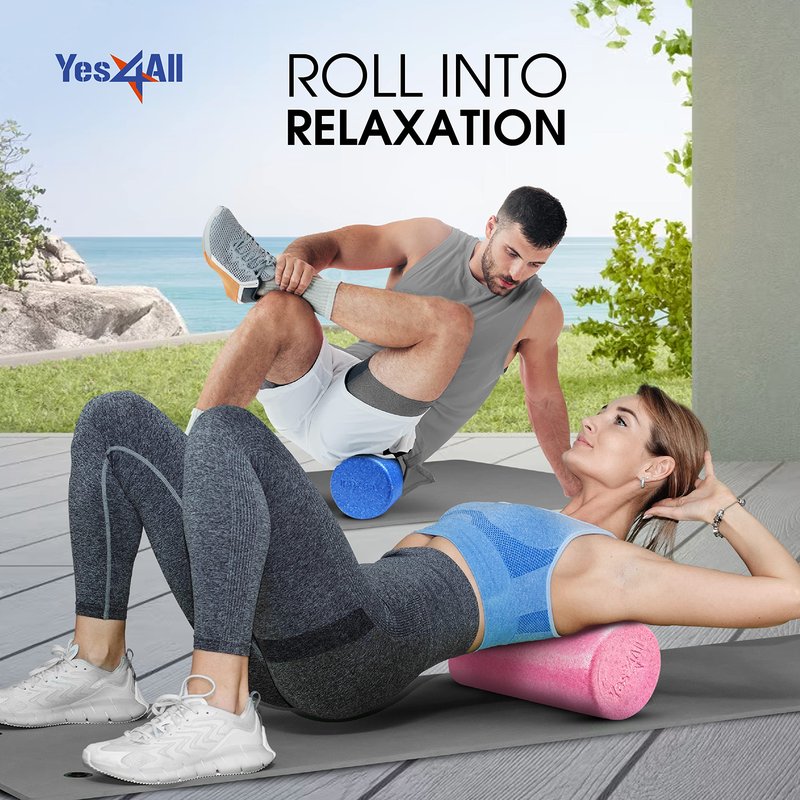 Yes4All EPP Exercise Foam Roller – Extra Firm High Density Foam Roller – Best for Flexibility and Rehab Exercises (12 inch, Black)