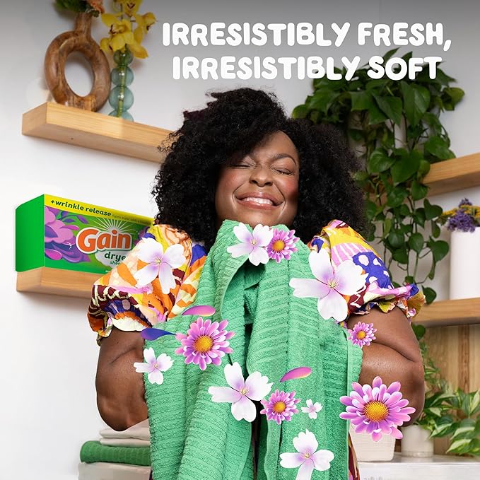 Gain dryer sheets, 105 Count, Moonlight Breeze Scent, Laundry Fabric Softener Sheets with 2-in-1 Aromaboost Plus Softness