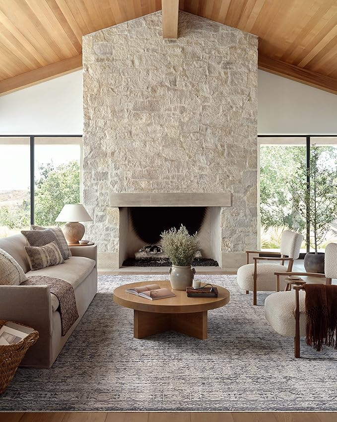 Loloi Amber Lewis Alie Collection ALE-03 Charcoal/Dove 7'-10'' x 7'-10'', .13'' Pile Height, Round Area Rug