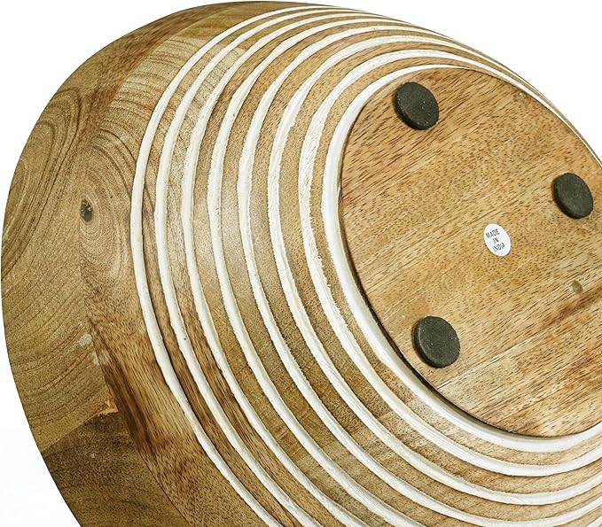 12" Handmade Wooden Salad Bowl – Durable Natural Wood Round Bowl for Salad, Fruit & Dining – Stylish Kitchen & Table Accessory