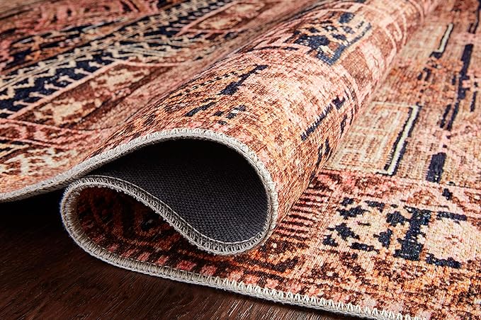 Loloi Layla Collection LAY-14 Mocha/Blush 2'-3" x 3'-9" .13" Thick Accent Rug, Soft, Durable, Vintage Inspired, Distressed, Low Pile, Non-Shedding, Easy Clean, Printed, Living Room Rug