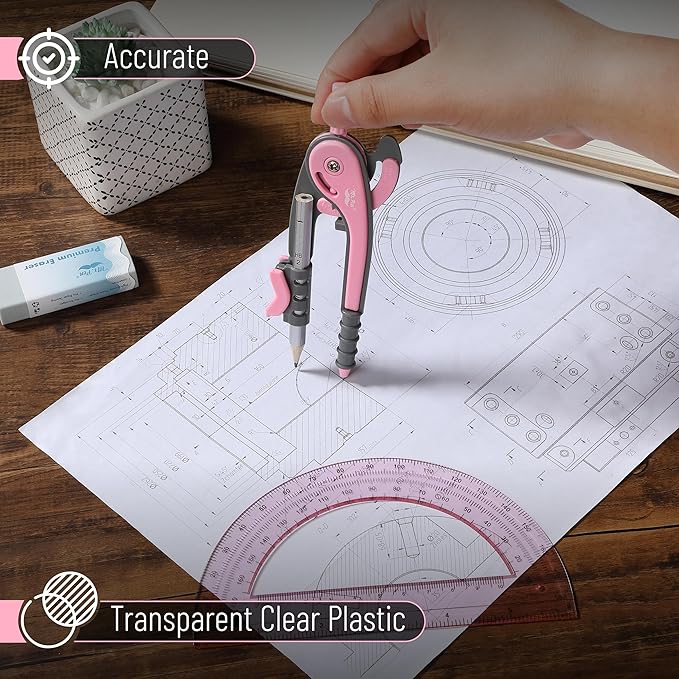 Mr. Pen- Compass and Protractor Set, Math Compass for Geometry and Drawing