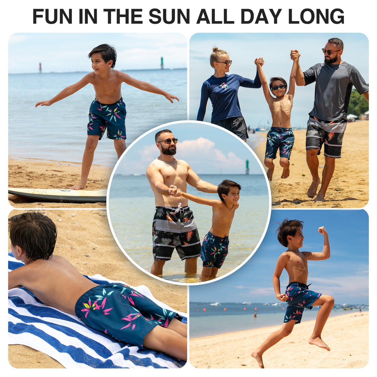 Kanu Surf Boys, Reflection Quick Dry UPF 50+ Beach Swim Trunk, Reef Navy, 8
