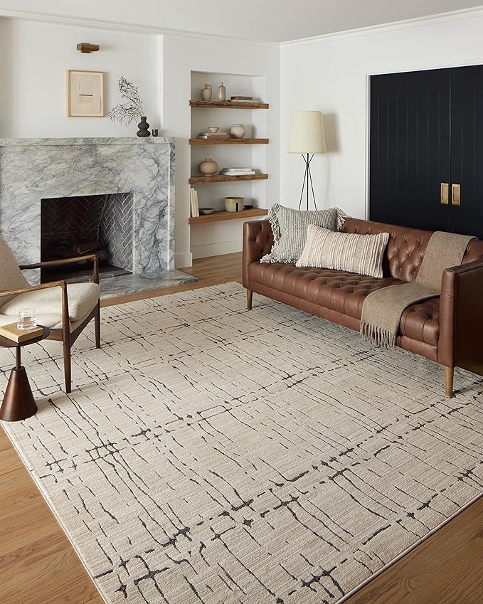 Loloi Darby Collection DAR-06 Sand/Dk. Grey 6'-7" x 9'-3" Area Rug