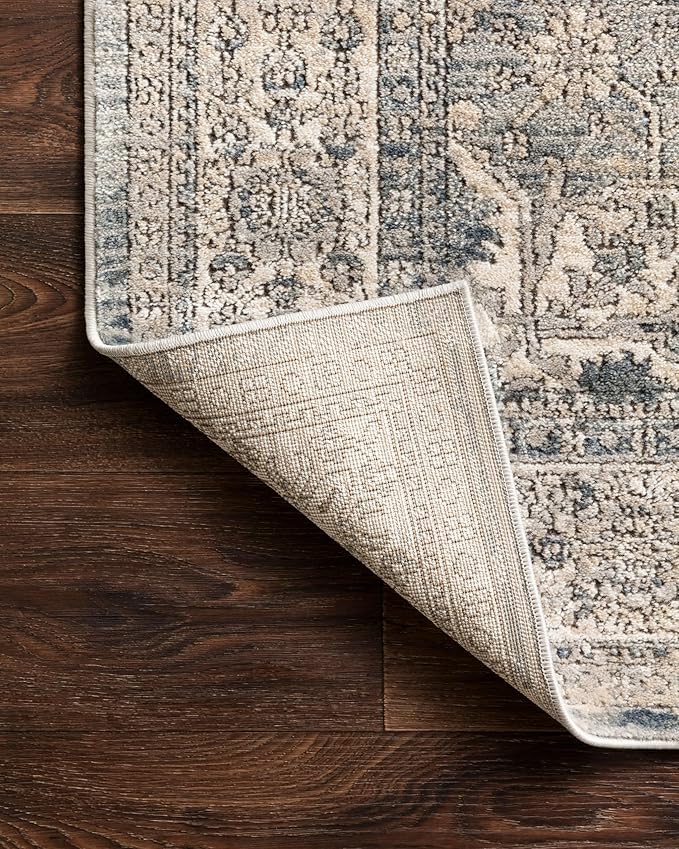 Loloi Teagan Collection TEA-04 Sky/Natural 5'-3" x 7'-6" Area Rug, Large, Soft Neutral Rug, High-Traffic for Living Room, Bedroom, Home Office, Dining Area