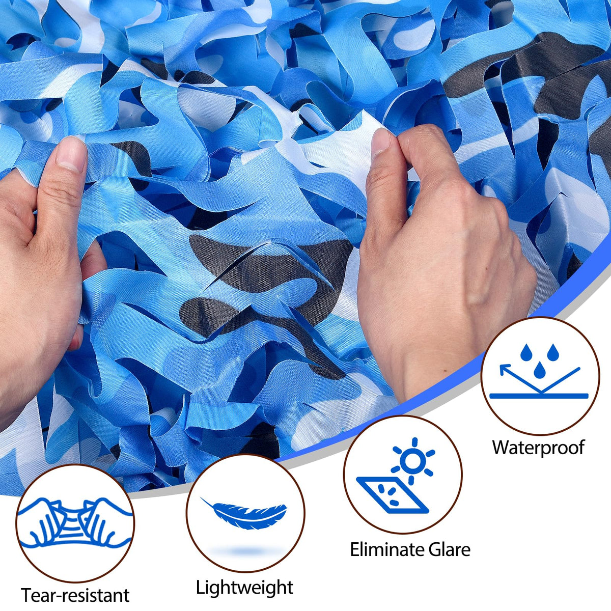 Yeacool Camo Netting Camouflage Net for Party Decoration Sunshade Camping Birthday Theme Boat Cover Beach Event(Ocean Camo, 9.8ftx9.8ft,3m*3m)