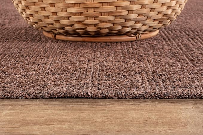CAMILSON Easy Jute Rug 9x12, Indoor Outdoor Brown Color Fiber Area Rugs for Living Room Patio and Kitchen Rug, Solid Boho Woven Design, Easy-Cleaning, Washable Outside Carpet Alfombras (9 x 12)