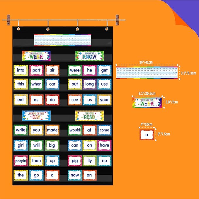 First Sight Word Cards, 100 First Word Cards & 96 Double-Side Erasable Blank One Pocket Chart Cards for Beginning Reading, Sight Reading, Early-Reading, Students Classroom Home School Use