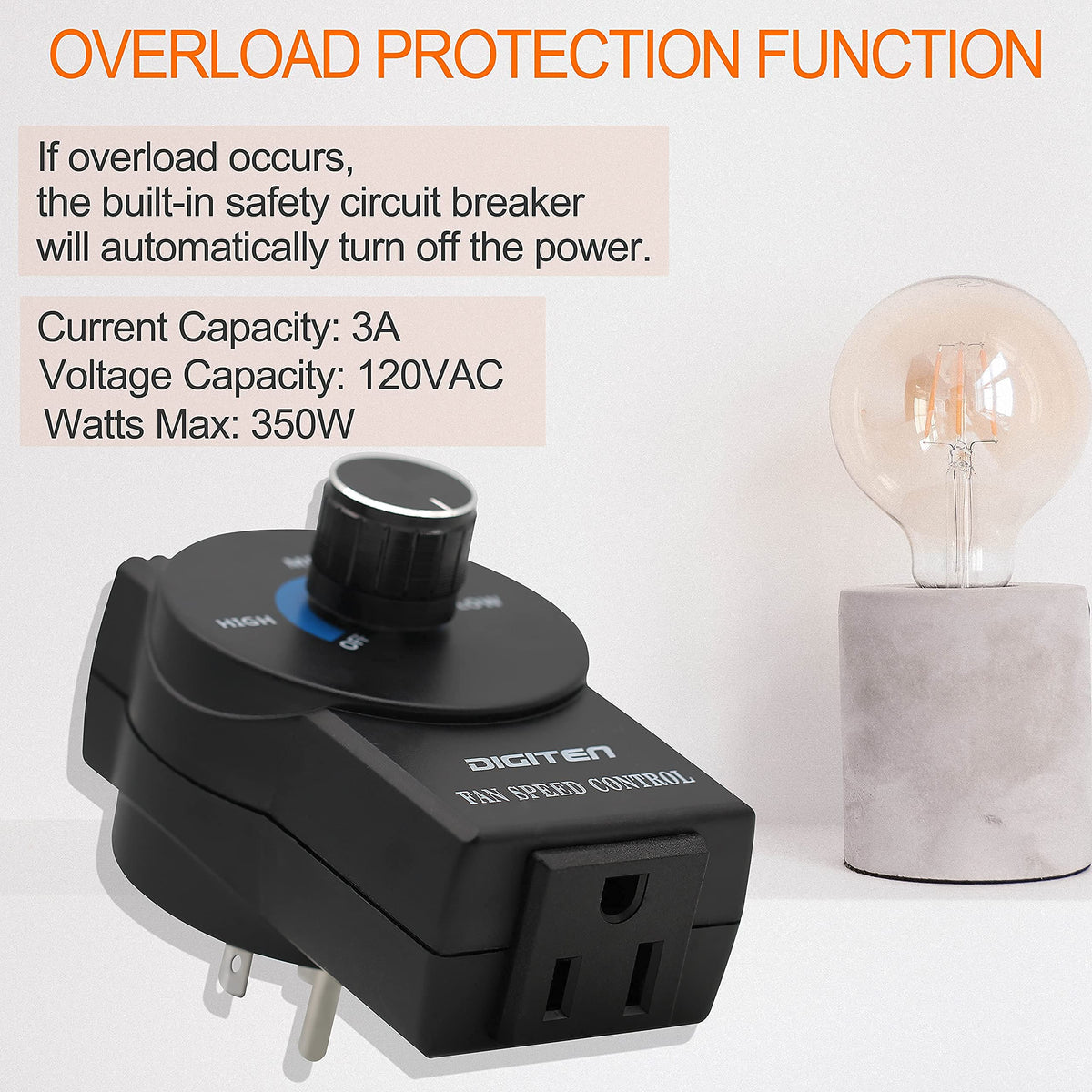 DIGITEN Variable Speed Controller - Exhaust Fan Speed Adjuster for Duct Inline Fan