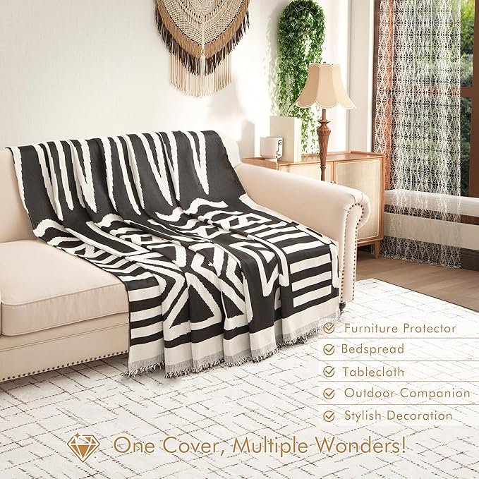 Couch Cover for 2-3 Cushion Couch Sofa Pet Friendly, Boho Sectional L Shaped Sofa Cover Washable for Dogs Cats Kids, Leather Furniture Protector Slipcover Decor for Living Room, 71"x118"