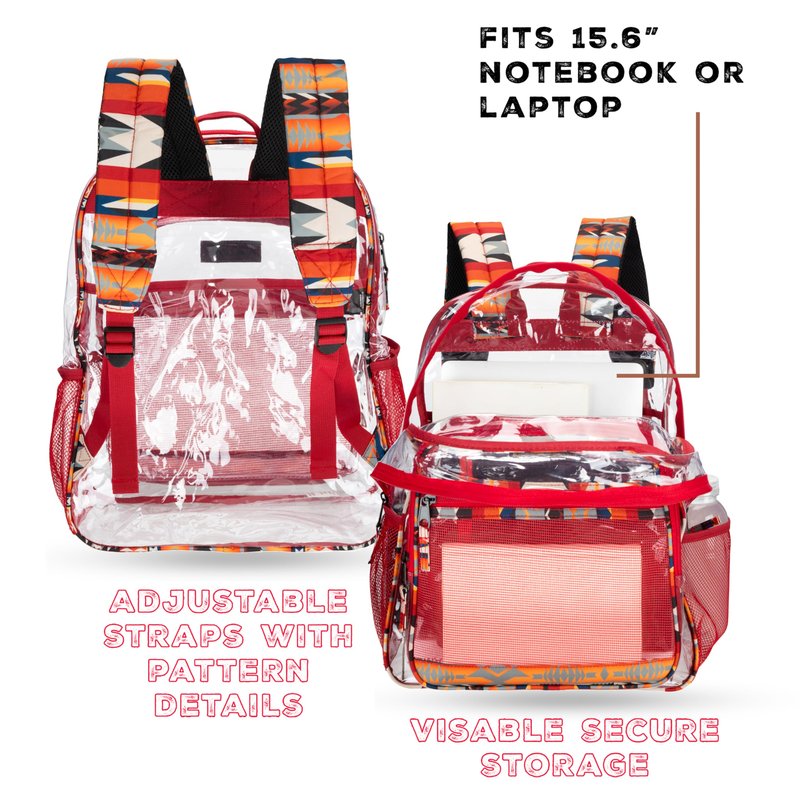 Wrangler Clear Backpack for Girls- Water Resistant Clear Bookbag, Plastic See Through Backpack for Stadium Events and School