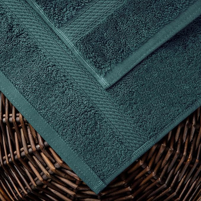 Superior Egyptian Cotton Pile Bath Towel Set of 2, Ultra Soft Luxury Towels, Thick Plush Essentials, Absorbent Heavyweight, Guest Bath, Hotel, Spa, Home Bathroom, Shower Basics, Teal