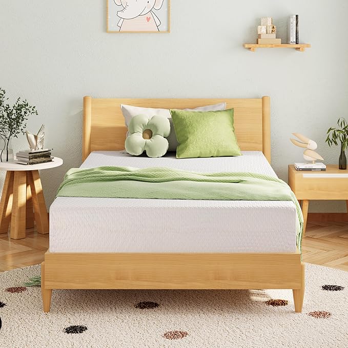 EGOHOME Twin XL Memory Foam Mattress, 6 Inch Bed Mattress in a Box with Cooling Green Tea Gel, Relieve Pressure with Medium Support, CertiPUR-US Certified, 80''L x 38''W, White