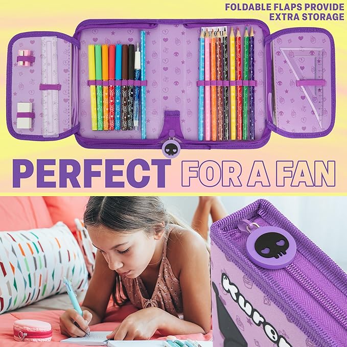Hello Kitty Sanrio Pencil Case Kids Colored Pencils Markers Kawaii Kuromi Stationery Gifts for Kids (Lilac Kuromi)