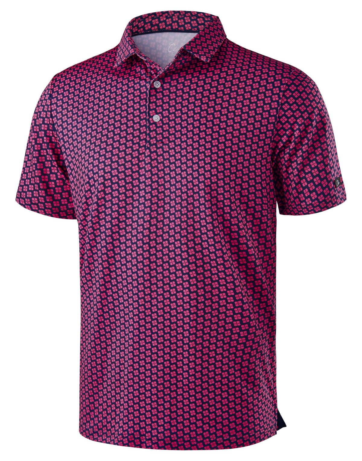 Obla Mens Golf Polo Shirts Short Sleeve Dry Fit Performance Moisture Wicking Casual Print Collared Golf Shirts for Men (Pink Flower_S)